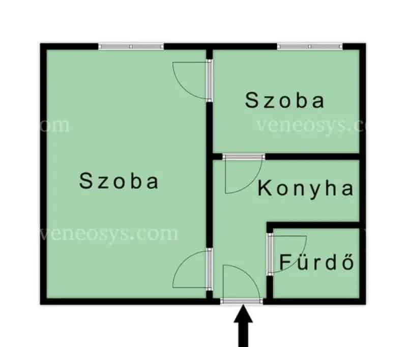 Eladó Sajószentpéteren a Sport utcában egy 36  m²  1,5 szobás lakás.