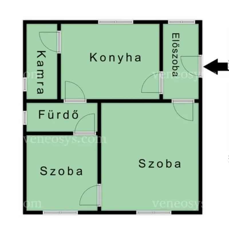 Eladó Sajószentpéter központjában egy 2 szobás nagy konyhás felújítandó családi ház.