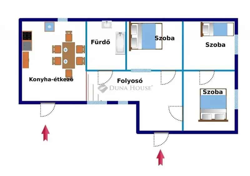 98m2 3 szobás családi ház Kökényben