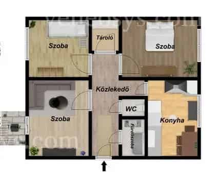 Eladó Kazincbarcikán a Deák téren egy 73 m² 3 szobás FELÚJÍTOTT ERKÉLYES lakás