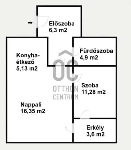 Budapest VIII kerületi eladó lakás 45nm amerikai konyha hálószoba erkély CSOK