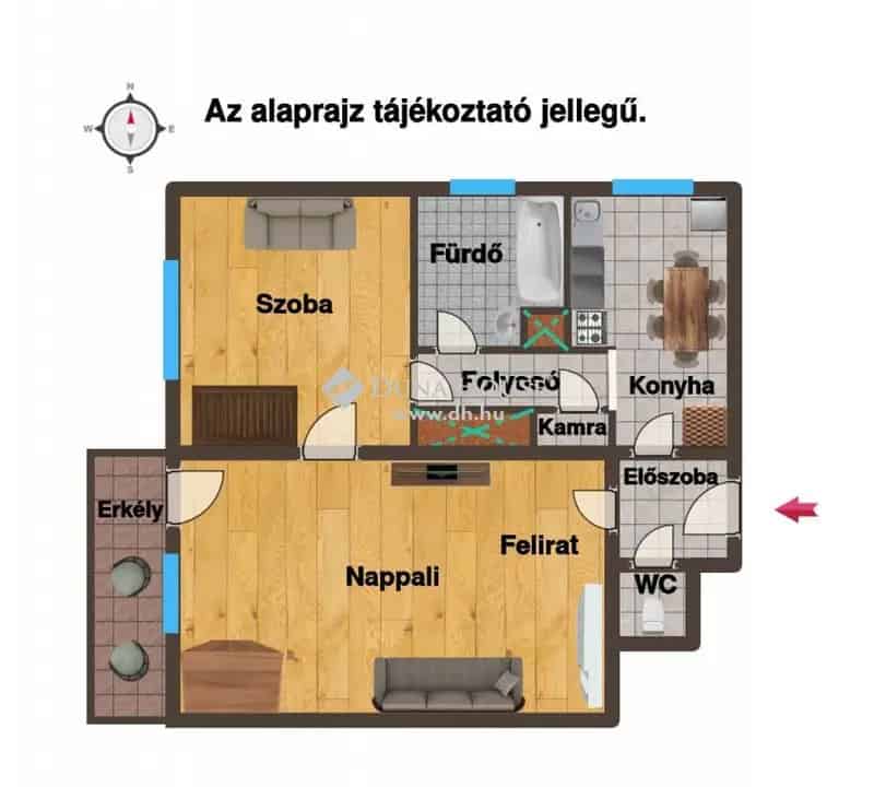 49 nm-es erkélyes tégla lakás Veszprémben