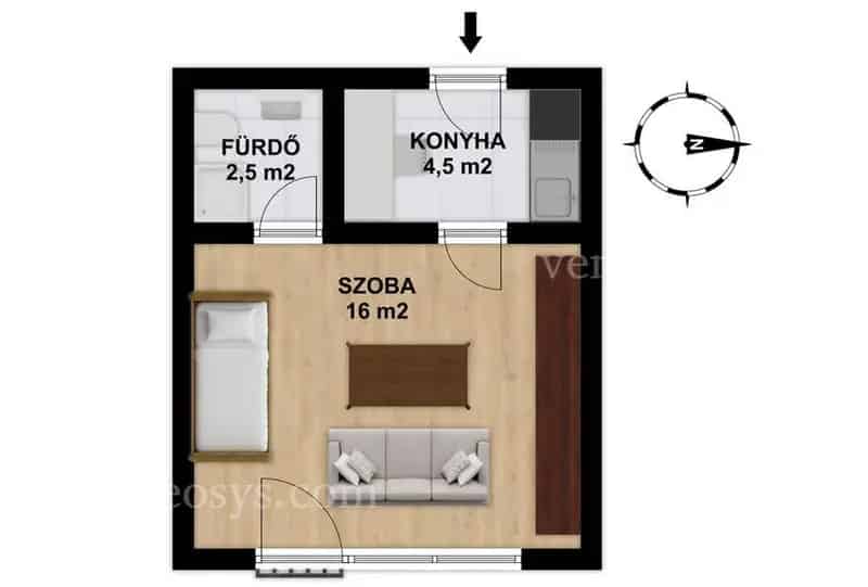 Eladó garzonlakás Szekszárd szívében – befektetésnek vagy irodának is kiváló!