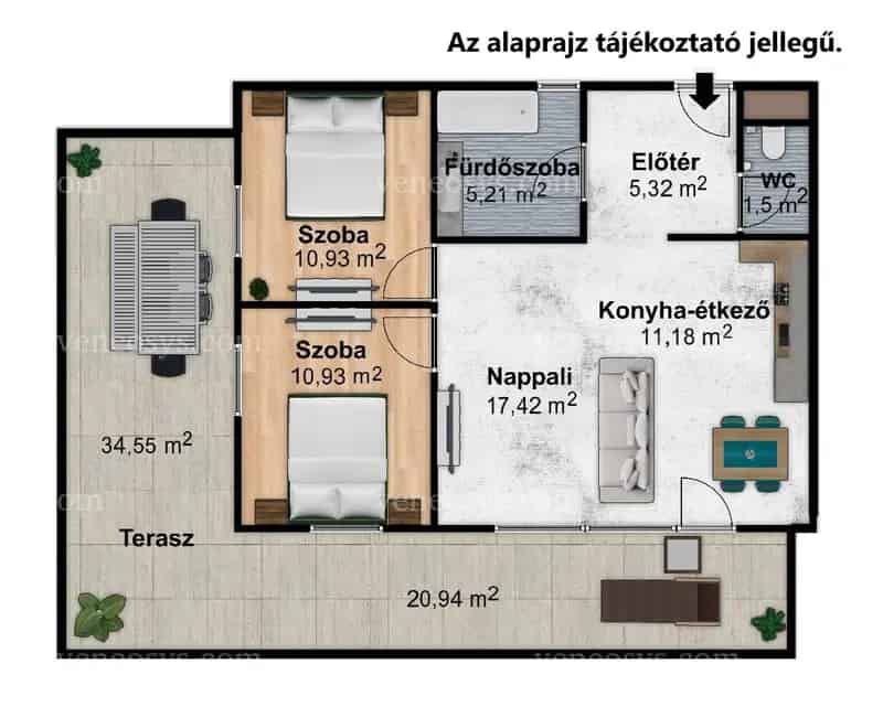 Szigetszentmiklóson 65 nm-es új építésű 3 szobás lakás erkéllyel