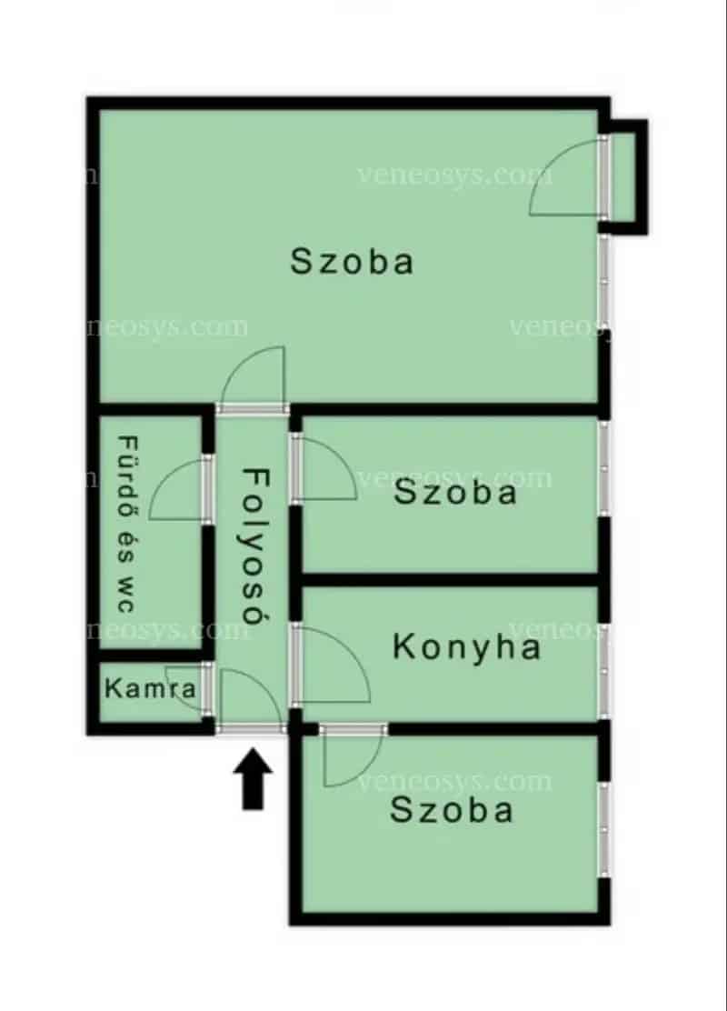 Eladó Kazincbarcikán a Pollack Mihály úton egy 50 m² 1+2 félszobás 4. emeleti lakás