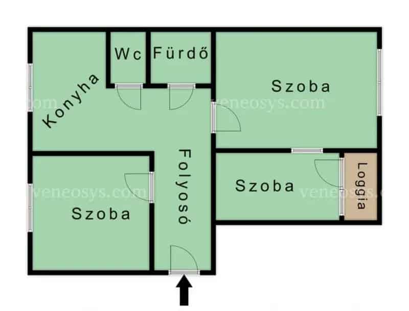 Eladó Tiszaújváros  Mátyás király úton egy 6. emeleti 61m² 2 és félszobás LOGGIÁS lakás SZIGETELT liftes házban.