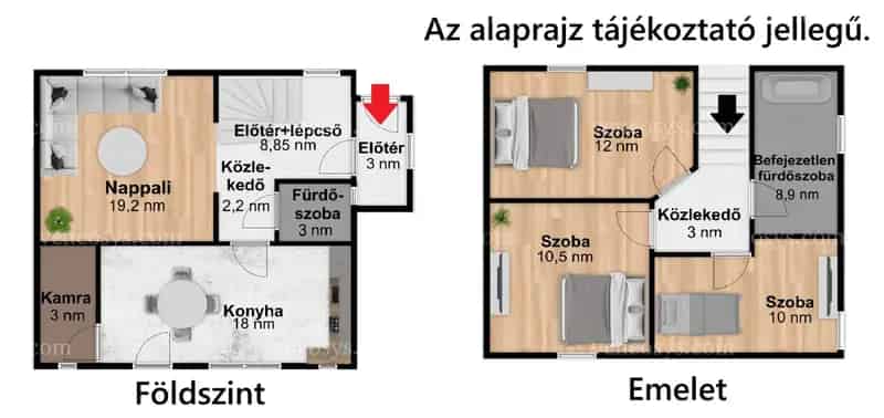 Tágas nappali és 3 külön nyíló háló – ideális családi elrendezés!