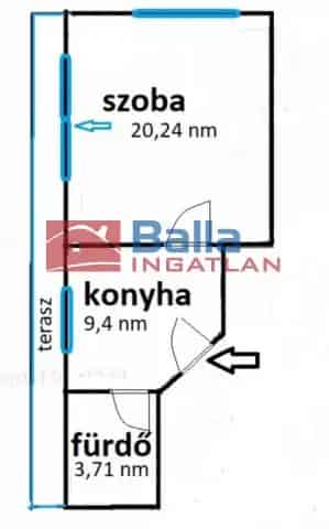 33 nm-es 1 szobás lakás Újpesten kertkapcsolattal eladó