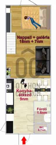 Budapest VIII kerületi eladó lakás 30 nm 1 szoba + galéria