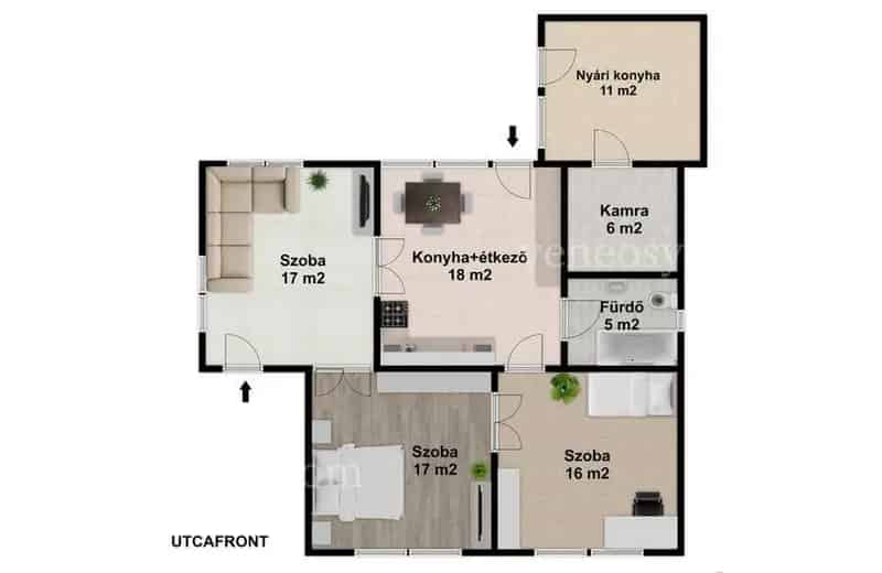 PUSZTAHENCSÉN 3 szobás, felújítandó családi ház nagy telekkel, melléképülettel eladó.