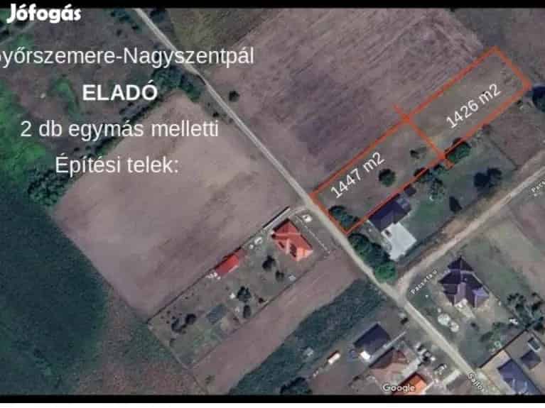 Győrszemere telek eladó 1447 m2 fúrt kúttal