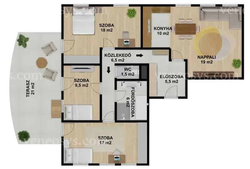 ELADÓ Szekszárdon 93 m2-es, 4 szobás, frissen felújított, földszinti lakás.