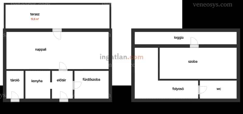 Tahitótfalun, Tahi hegy felőli oldalán eladó egy 59 m2-es, állandó lakhatásra alkalmas tégla építésű, nagy teraszos, loggiás nyaraló