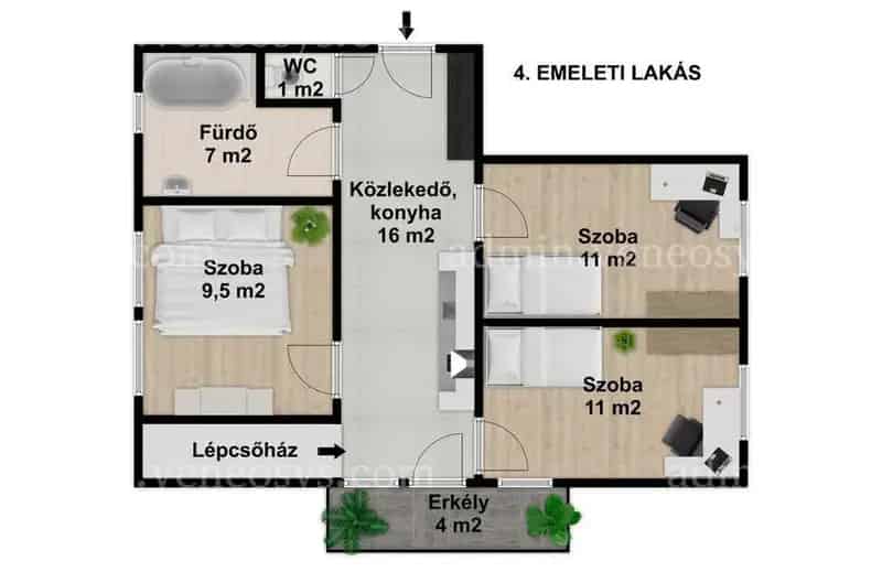 Szekszard 120 nm 4 szobas 2 szintes erkellyes tegla lakas elado